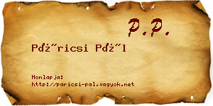 Páricsi Pál névjegykártya
